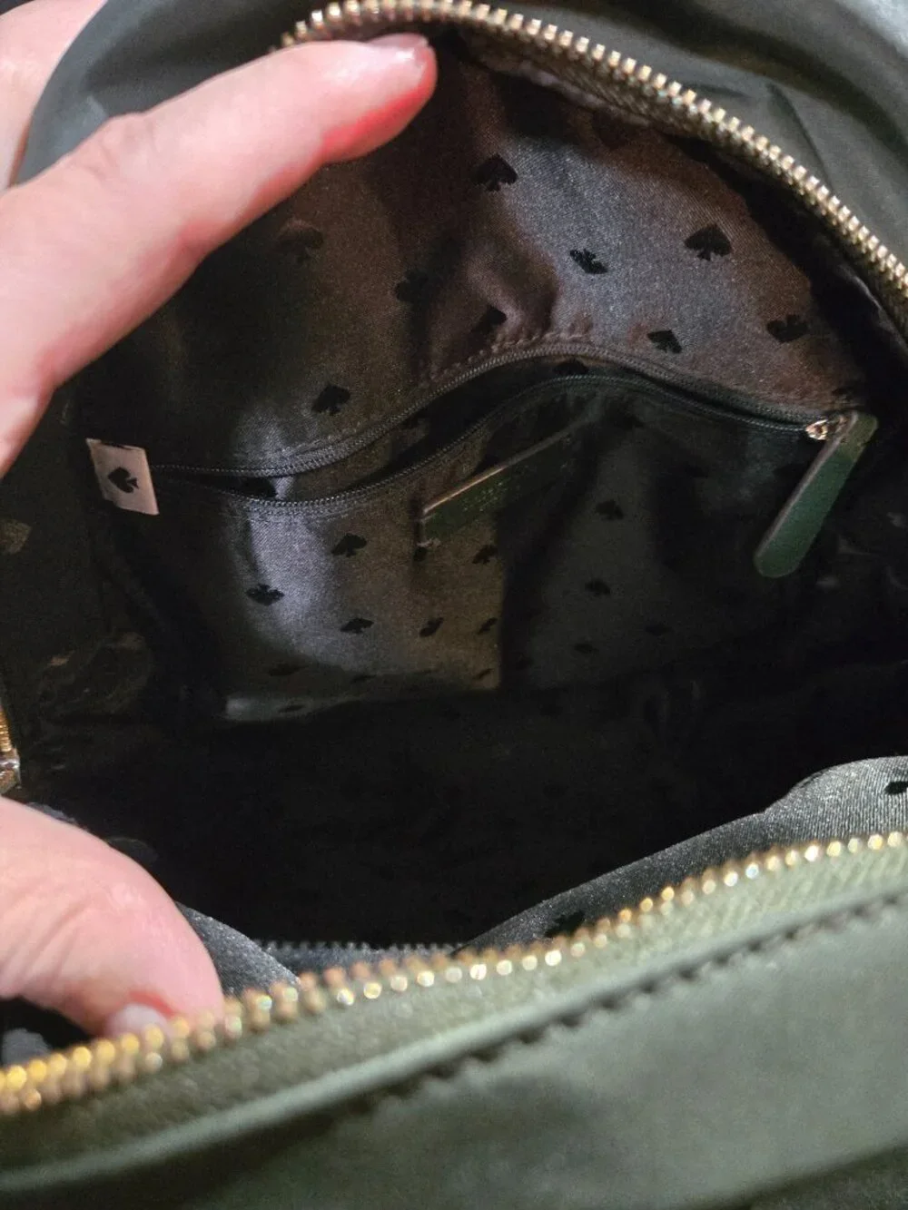 Kate Spade Olive Green Nylon Mini Backpack Gold Tone Hardware